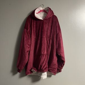 The Comfy Adult One Size Maroon Wearable Blanket Hoodie Oversized Lounge